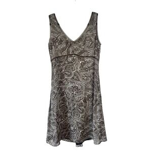 Vintage Old Navy Paisley Sleeveless Brown Midi Dress Size 10 Y2K Boho Babydoll‎